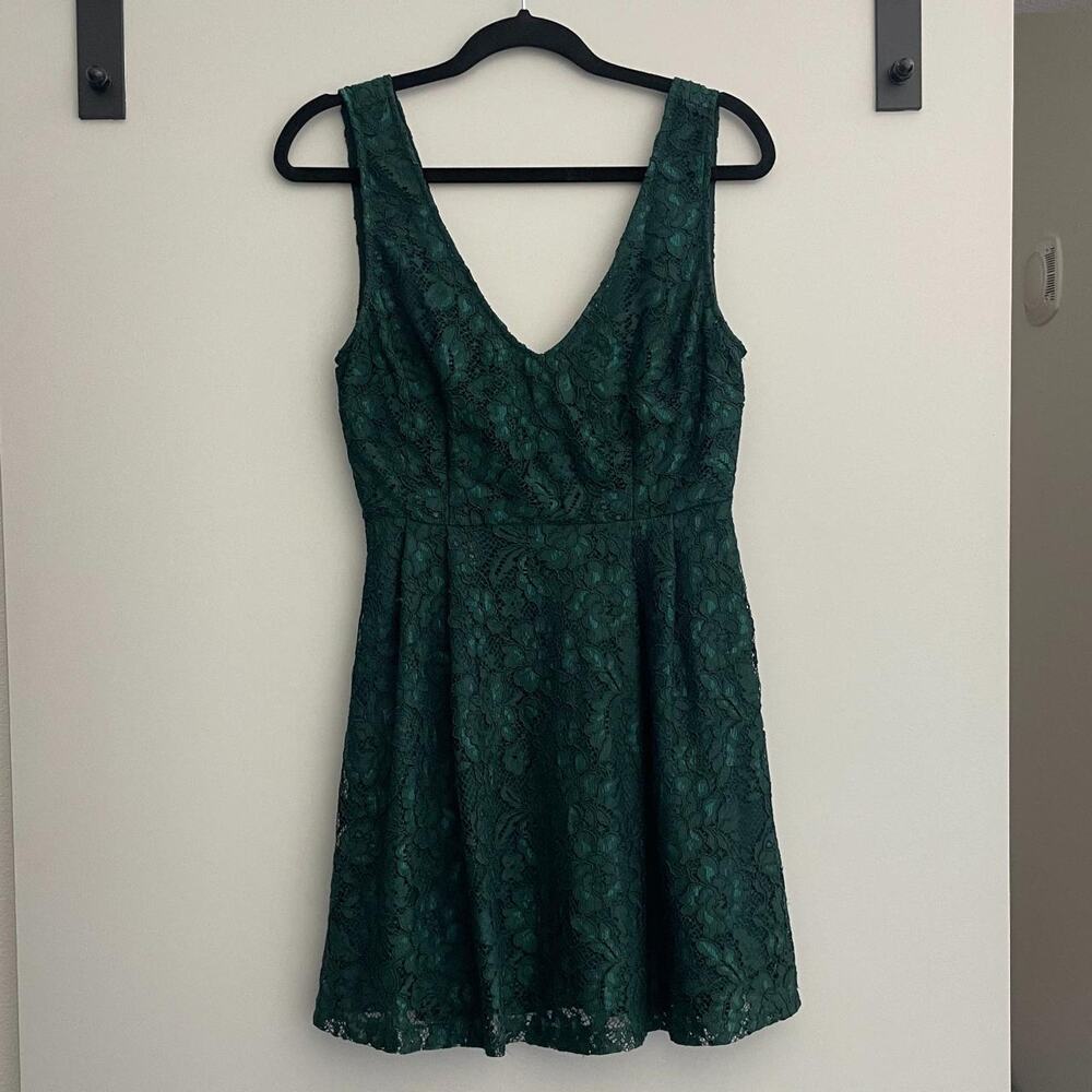 Green lace v neck